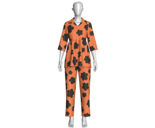Girls Floral Print Peplum Top With Pajama Outfit | Marvelous / Clo3d / obj / fbx