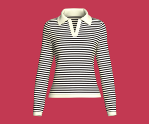 Girls Long Sleeve Striped Polo Pullover | Marvelous / Clo3d / obj / fbx