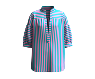 Girls Modern Mandarin Collar Striped Shirt | Marvelous / Clo3d / obj / fbx