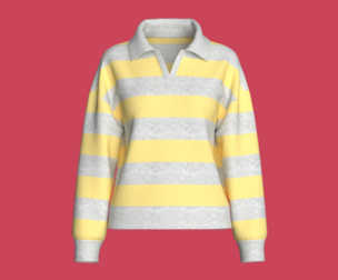 Girls Drop-Shoulder Horizontal Striped Sweatshirt V2 | Marvelous / Clo3d / obj / fbx