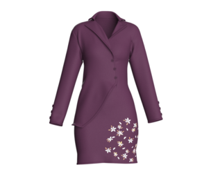 Ladies Long Sleeve Overlap Shirt Dress | Marvelous / Clo3d / obj / fbx