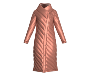 Girls Diagonal Quilted Long Puffer Coat With Fur | Marvelous / Clo3d / obj / fbx