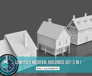 Low Poly Medieval Buildings Set - 3 In 1