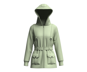 Girls Hooded Utility Jacket With Waist Belt | Marvelous / Clo3d / obj / fbx