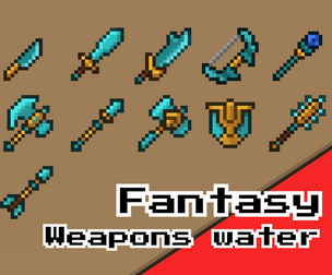 Fantasy Water Weapons Icons – 16x16 Pixel Art RPG Item Pack
