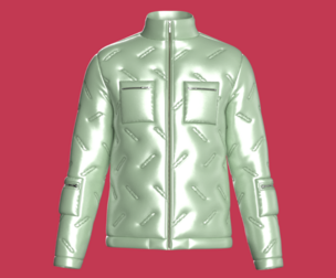 Men Mint Frost Metallic Utility Puffer Jacket | Marvelous / Clo3d / obj / fbx
