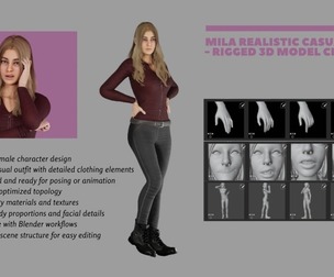 Mila Realistic Casual Outfit - Rigged 3D Model Character