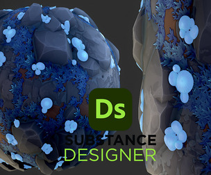 Stylized Fantasy Rocks with Mushrooms
