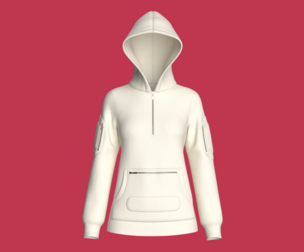 Girls Half-Zip Hoodie With Zip Kangaroo Pocket | Marvelous / Clo3d / obj / fbx