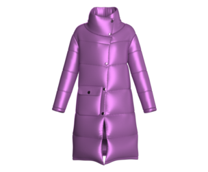 Girls High Neck Purple Long Puffer Coat | Marvelous / Clo3d / obj / fbx