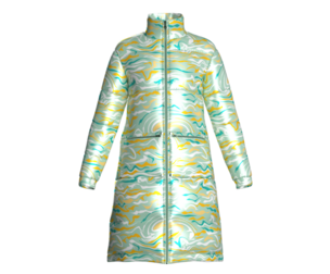 Girls Abstract Swirl Printed Longline Puffer Jacket | Marvelous / Clo3d / obj / fbx