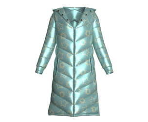 Girls Aqua Star Print Longline Puffer Hooded Coat | Marvelous / Clo3d / obj / fbx
