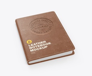 Leather Notebook Mockup PSD Template, Journal Book Cover, Engraved & Debossed Luxury Stationery