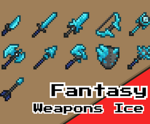 Fantasy Weapons Ice Pack – 16x16 Pixel Art