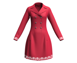 Girls Printed Hem Double-Breasted Coat Dress | Marvelous / Clo3d / obj / fbx