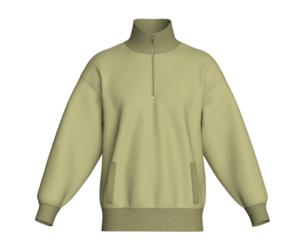 Men Minimalist Olive Quarter-Zip Sweatshirt | Marvelous / Clo3d / obj / fbx