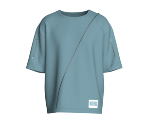 Men Streetwear Drop-Shoulder Diagonal Zip Tee | Marvelous / Clo3d / obj / fbx