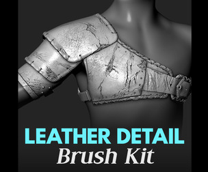 44 Leather Detail Brushes (Base Texture, Damage, Wrinkle for Blender & ZBrush)