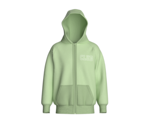 Men Sage Green Club Graphic Full-Zip Hoodie | Marvelous / Clo3d / obj / fbx