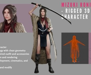 Mizuki Ronin Outfit - Rigged 3D Model Character