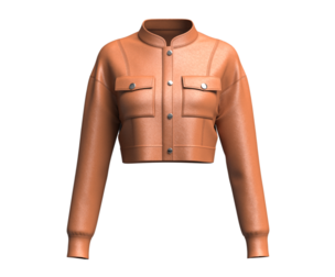 Girls Crop Leather Jacket With Flap Pockets | Marvelous / Clo3d / obj / fbx