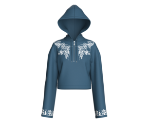 Girls Ornate Printed Half-Zip Cropped Hoodie | Marvelous / Clo3d / obj / fbx