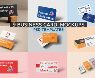 9 Business Card Mockups PSD Bundle - Professional High-End Stationery & Brand Identity