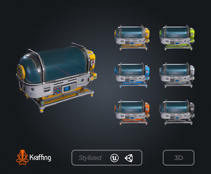 SCI-FI Medical Capsule V1 – Futuristic Healing Chamber – Game Ready