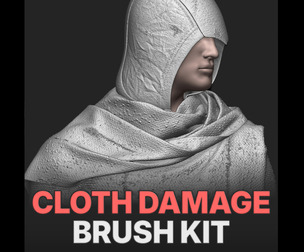 55 Cloth Damage Brushes (Base Pattern, Crumple, Damage & Torn for Blender and ZBrush)