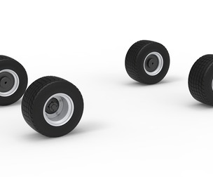 Wheel Set of Vintage Dirt late model Race car Version 2 Scale 1:25