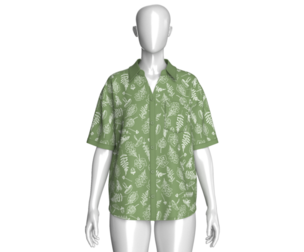 Girls Botanical Leaf Printed Green Shirt | Marvelous / Clo3d / obj / fbx