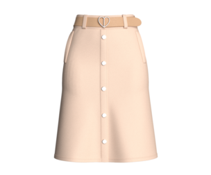 Girls Button-Up Skirt With Heart Buckle Belt | Marvelous / Clo3d / obj / fbx