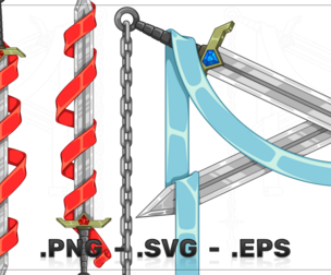 Medieval Sword with Ribbon and Chains
