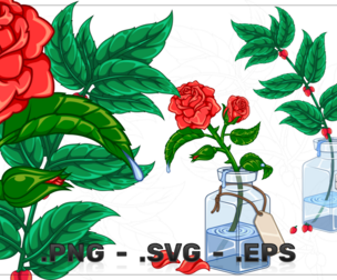 Glass Bottle with Decorative Plants
