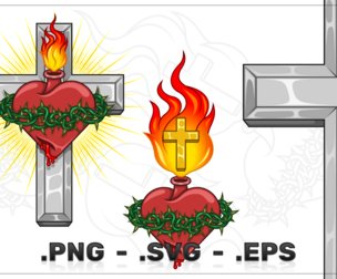 Cross with the Sacred Heart of Jesus