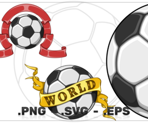 Soccer ball symbol surrounded by ribbon