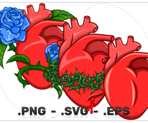 Realistic Heart with Bouquet of Roses