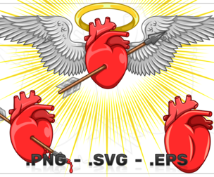 Realistic Heart Pierced by an Arrow of Love