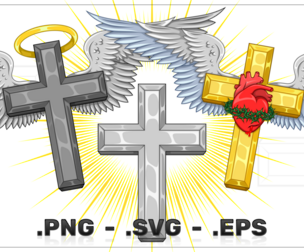 Winged Cross with Sacred Heart of Jesus