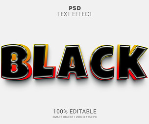 Black PSD Fully Editable Text Effect. Layer Style PSD Mockup Template