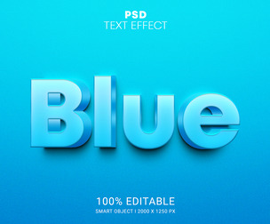 Blue PSD Fully Editable Text Effect. Layer Style PSD Mockup Template