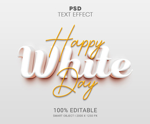 Happy White Day PSD Fully Editable Text Effect. Layer Style PSD Mockup Template