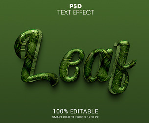 Leaf PSD Fully Editable Text Effect. Layer Style PSD Mockup Template