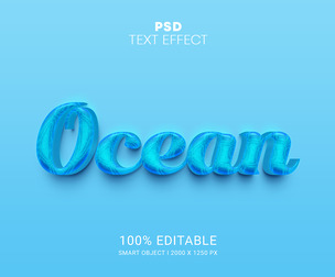 Ocean PSD Fully Editable Text Effect. Layer Style PSD Mockup Template