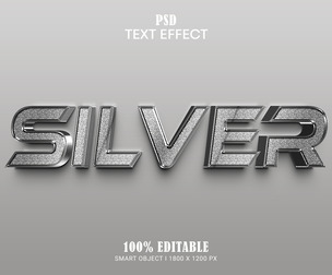 Silver PSD Fully Editable Text Effect. Layer Style PSD Mockup Template