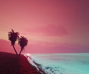 Tropical Beach Sunset Scene