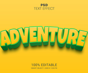 Adventure PSD Fully Editable Text Effect. Layer Style PSD Mockup Template