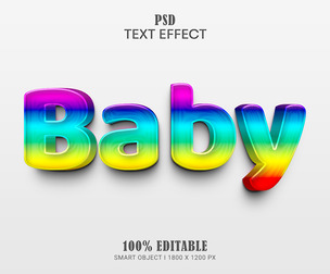 Baby PSD Fully Editable Text Effect. Layer Style PSD Mockup Template