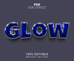 Glow PSD Fully Editable Text Effect. Layer Style PSD Mockup Template