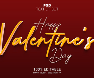 Happy Valentine day PSD Fully Editable Text Effect. Layer Style PSD Mockup Template
